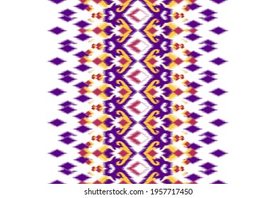 Ethnic ikat seamless pattern. geometric native tribal boho aztec fabric carpet mandalas african american indian design pattern textile for fabric cotton silk curtain pillow shirts. Ikat vecter illustr