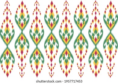 Ethnic ikat seamless pattern. geometric native tribal boho aztec fabric carpet mandalas african american indian design pattern textile for fabric cotton silk curtain pillow shirts. Ikat vecter illustr