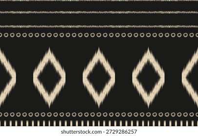Patrón inconsútil de ikat étnico. bordado artesanal dibujado a mano bohemio, abstracto cuadrado geográfico tela de arte ikat diseño de material textil para el fondo, cortina, alfombra, Fondo de pantalla, ropa, Batik.