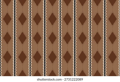 Patrón inconsútil de ikat étnico. bordado artesanal dibujado a mano bohemio, abstracto cuadrado geográfico tela de arte ikat diseño de material textil para el fondo, cortina, alfombra, Fondo de pantalla, ropa, Batik.