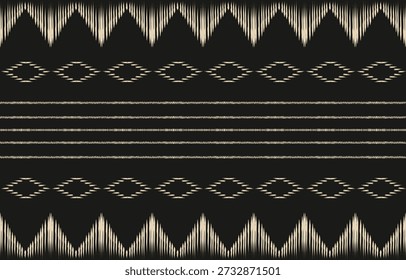 Ethnic ikat seamless pattern. hand drawn craftsmanship embroidery bohemian, abstract square geographic art fabric ikat textile material design for curtain, carpet, wallpaper, clothing, Batik.