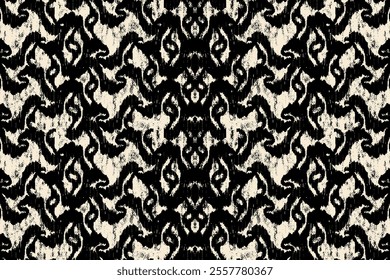 Ethnic Ikat seamless pattern monochrome tone. Abstract traditional folk antique graphic fabric line. tribal embroidery stitch ikat repeat pattern.