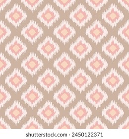 Ethnic ikat seamless pattern , oriental embroidery style repeat tile background, vector illustration.