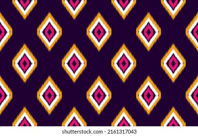 Ethnic Ikat seamless pattern traditional. Design for background, wallpaper, illustration, fabric, clothing, carpet, textile, batik, embroidery.