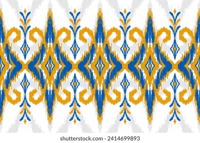 Ethnic ikat seamless pattern traditional. Carpet tribal style. Aztec ornament print. Design for background, illustration, fabric, clothing, rug, textile, batik, embroidery.