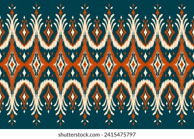 Ethnic ikat seamless pattern traditional. Carpet tribal style. Aztec ornament print. Design for background, illustration, fabric, clothing, rug, textile, batik, embroidery.