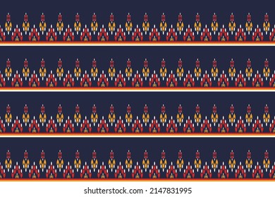 Ethnic ikat seamless pattern in tribal. Design for background, wallpaper, vector illustration, fabric, clothing, carpet, textile, batik, embroidery.