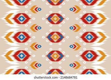 Ethnic ikat seamless pattern in tribal. Design for background, wallpaper, vector illustration, fabric, clothing, carpet, textile, batik, embroidery.