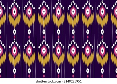 Ethnic ikat seamless pattern in tribal. Design for background, wallpaper, vector illustration, fabric, clothing, carpet, textile, batik, embroidery.
