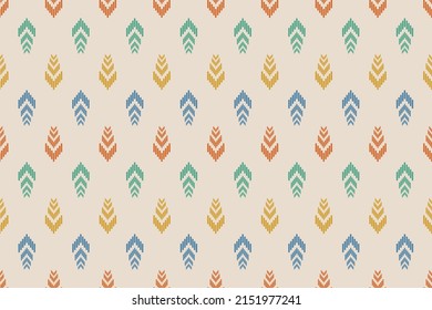 Ethnic ikat seamless pattern in tribal. Design for background, wallpaper, vector illustration, fabric, clothing, carpet, textile, batik, embroidery.