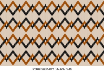 Patrón ininterrumpido de Ikat étnico en las tribus. Diseño para fondo, papel pintado, ilustración, tela, ropa, alfombra, textil, batik y bordado.
