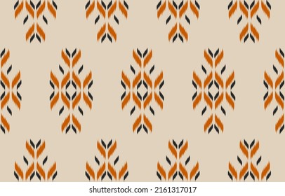 Ethnic Ikat seamless pattern in tribal. Fabric Indian style. Design for background, wallpaper, illustration, fabric, clothing, carpet, textile, batik, embroidery.