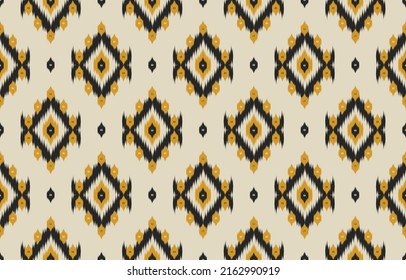 Ethnic ikat seamless pattern in tribal. Beautiful fabric Indian style. Design for background, wallpaper, illustration, fabric, clothing, carpet, textile, batik, embroidery.