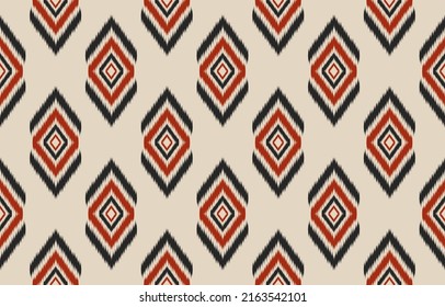 Ethnic ikat seamless pattern in tribal. Beautiful fabric Indian style. Design for background, wallpaper, illustration, fabric, clothing, carpet, textile, batik, embroidery.