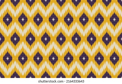 Patrón de ikat étnico sin fisuras en las tribus. Hermosa tela de estilo indio. Diseño para fondo, papel pintado, ilustración, tela, ropa, alfombra, textil, batik, bordado.
