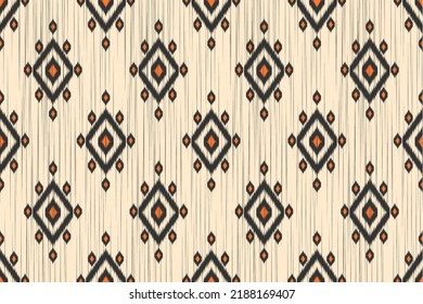 Ethnic ikat seamless pattern in tribal. American, Mexican style. Aztec geometric ornament print. Design for background, wallpaper, illustration, fabric, clothing, carpet, textile, batik, embroidery.