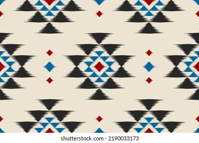 Ethnic ikat seamless pattern in tribal. American, Mexican style. Aztec geometric ornament print. Design for background, wallpaper, illustration, fabric, clothing, carpet, textile, batik, embroidery.
