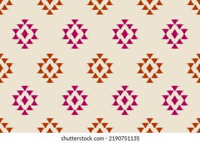 Ethnic ikat seamless pattern in tribal. Aztec geometric ornament print. Fabric Indian style. Design for background, wallpaper, illustration, fabric, clothing, carpet, textile, batik, embroidery.