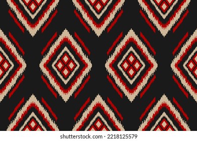 Patrón de ikat étnico sin fisuras en las tribus. Huella de ornamento étnico geométrico azteca. Estilo de patrón de Ikat. Diseño para fondo, papel pintado, ilustración, tela, ropa, alfombra, textil, batik, bordado.