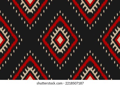 Patrón de ikat étnico sin fisuras en las tribus. Huella de ornamento étnico geométrico azteca. Estilo de patrón de Ikat. Diseño para fondo, papel pintado, ilustración, tela, ropa, alfombra, textil, batik, bordado.