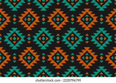 Ethnic ikat seamless pattern in tribal. American, Mexican style. Aztec geometric ornament print. Design for background, wallpaper, illustration, fabric, clothing, carpet, textile, batik, embroidery.