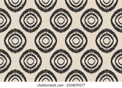 Patrón de ikat étnico sin fisuras en las tribus. Impresión de ornamento geométrico azteca. Patrón de círculo de tejido. Diseño para fondo, papel pintado, ilustración, tela, ropa, alfombra, textil, batik, bordado.