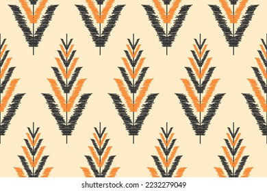 Ethnic ikat seamless pattern in tribal. Aztec geometric ethnic ornament print. Ikat pattern style. Design for background, wallpaper, illustration, fabric, clothing, carpet, textile, batik, embroidery.