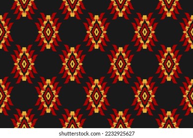 Ethnic ikat seamless pattern in tribal. Aztec geometric ethnic ornament print. Ikat pattern style. Design for background, wallpaper, illustration, fabric, clothing, carpet, textile, batik, embroidery.