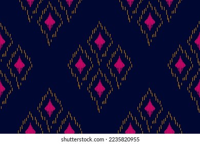 Ethnic ikat seamless pattern in tribal. Aztec geometric ethnic ornament print. Ikat pattern style. Design for background, wallpaper, illustration, fabric, clothing, carpet, textile, batik, embroidery.