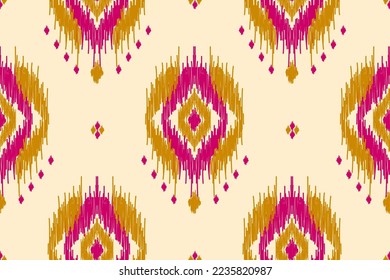 Ethnic ikat seamless pattern in tribal. Aztec geometric ethnic ornament print. Ikat pattern style. Design for background, wallpaper, illustration, fabric, clothing, carpet, textile, batik, embroidery.