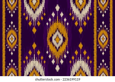 Ethnic ikat seamless pattern in tribal. Aztec geometric ethnic ornament print. Ikat pattern style. Design for background, wallpaper, illustration, fabric, clothing, carpet, textile, batik, embroidery.