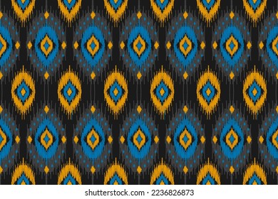 Ethnic ikat seamless pattern in tribal. Aztec geometric ethnic ornament print. Ikat pattern style. Design for background, wallpaper, illustration, fabric, clothing, carpet, textile, batik, embroidery.