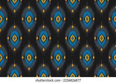 Ethnische Ikat nahtlose Muster in Stämmen. Aztekische geometrische Ornamentik. Ikat-Muster-Stil. Design für Hintergrund, Tapete, Illustration, Stoff, Kleidung, Teppich, Textilien, Batik, Stickereien.