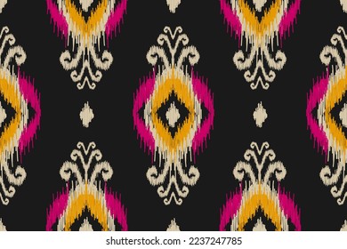 Ethnic ikat seamless pattern in tribal. Aztec geometric ethnic ornament print. Ikat pattern style. Design for background, wallpaper, illustration, fabric, clothing, carpet, textile, batik, embroidery.