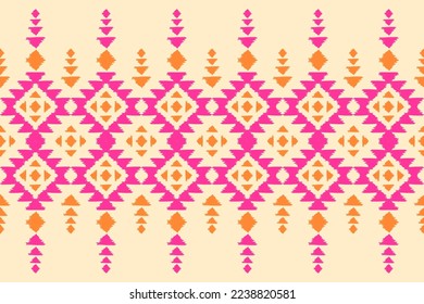 Ethnic ikat seamless pattern in tribal. Aztec geometric ornament print. Fabric Indian style. Design for background, wallpaper, illustration, fabric, clothing, carpet, textile, batik, embroidery.