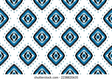 Ethnic ikat seamless pattern in tribal. Aztec geometric ethnic ornament print. Ikat pattern style. Design for background, wallpaper, illustration, fabric, clothing, carpet, textile, batik, embroidery.