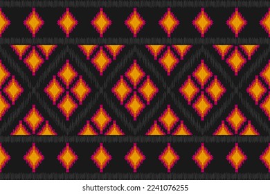 Ethnische Ikat nahtlose Muster in Stämmen. Aztekische geometrische Ornamentik. Ikat-Muster-Stil. Design für Hintergrund, Tapete, Illustration, Stoff, Kleidung, Teppich, Textilien, Batik, Stickereien.