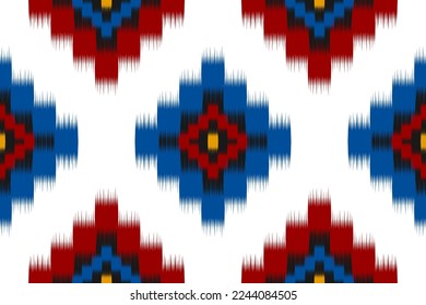 Ethnic ikat seamless pattern in tribal. Aztec geometric ethnic ornament print. Ikat pattern style. Design for background, wallpaper, illustration, fabric, clothing, carpet, textile, batik, embroidery.
