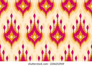 Ethnic ikat seamless pattern in tribal. American, Mexican style. Aztec geometric ornament print. Design for background, wallpaper, illustration, fabric, clothing, carpet, textile, batik, embroidery.