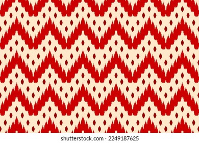 Ethnische Ikat nahtlose Muster in Stämmen. Aztekische geometrische Ornamentik. Ikat-Muster-Stil. Design für Hintergrund, Tapete, Illustration, Stoff, Kleidung, Teppich, Textilien, Batik, Stickereien.