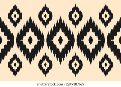 Patrón de ikat étnico sin fisuras en las tribus. Huella de ornamento étnico geométrico azteca. Estilo de patrón de Ikat. Diseño para fondo, papel pintado, ilustración, tela, ropa, alfombra, textil, batik, bordado.