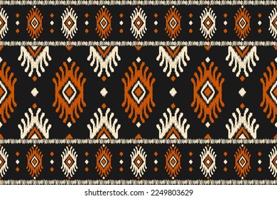 Ethnic ikat seamless pattern in tribal. American, Mexican style. Aztec geometric ornament print. Design for background, wallpaper, illustration, fabric, clothing, carpet, textile, batik, embroidery.