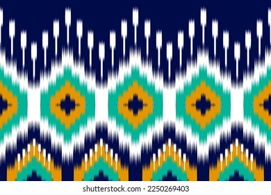 Ethnic ikat seamless pattern in tribal. American, Mexican style. Aztec geometric ornament print. Design for background, wallpaper, illustration, fabric, clothing, carpet, textile, batik, embroidery.