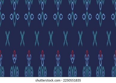 Patrón de ikat étnico sin fisuras en las tribus. Huella de ornamento étnico geométrico azteca. Estilo de patrón de Ikat. Diseño para fondo, papel pintado, ilustración, tela, ropa, alfombra, textil, batik, bordado.