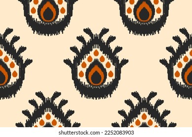 Patrón de ikat étnico sin fisuras en las tribus. Huella de ornamento étnico geométrico azteca. de estilo americano y mexicano. Diseño para fondo, ilustración vectorial, tela, ropa, alfombra, batik, bordado.