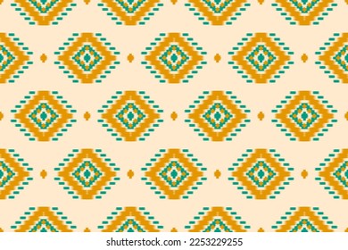 Ethnic ikat seamless pattern in tribal. American, Mexican style. Aztec geometric ornament print. Design for background, wallpaper, illustration, fabric, clothing, carpet, textile, batik, embroidery.