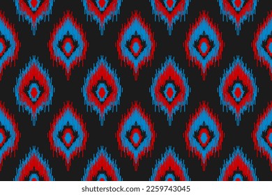 Ethnic ikat seamless pattern in tribal. American, Mexican style. Aztec geometric ornament print. Design for background, wallpaper, illustration, fabric, clothing, carpet, textile, batik, embroidery.