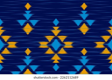 Patrón de ikat étnico sin fisuras en las tribus. Huella de ornamento étnico geométrico azteca. Estilo de patrón de Ikat. Diseño para fondo, papel pintado, ilustración, tela, ropa, alfombra, textil, batik, bordado.