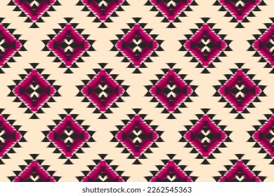 Patrón de ikat étnico sin fisuras en las tribus. Huella de ornamento étnico geométrico azteca. Estilo de patrón de Ikat. Diseño para fondo, papel pintado, ilustración, tela, ropa, alfombra, textil, batik, bordado.
