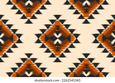 Patrón de ikat étnico sin fisuras en las tribus. Huella de ornamento étnico geométrico azteca. Estilo de patrón de Ikat. Diseño para fondo, papel pintado, ilustración, tela, ropa, alfombra, textil, batik, bordado.